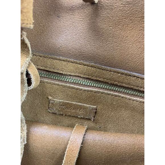 Madewell The Elsewhere Tie Tote Bag Women Brown Luxe Suede Zip Pocket Straps - Picture 3 of 8